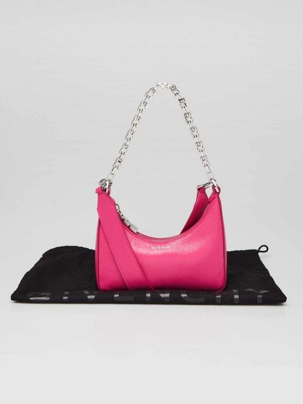Givenchy Hot Pink Smooth Leather Mini Moon Cut Out Shoulder Bag - Picture 12 of 12